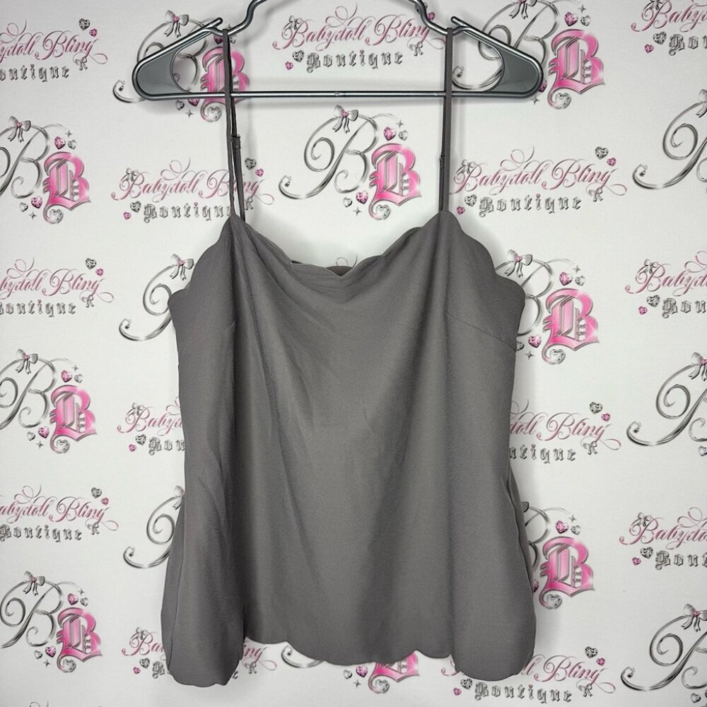 Banana republic tank top camisole cami bubble trim grey flowy versatile timeless